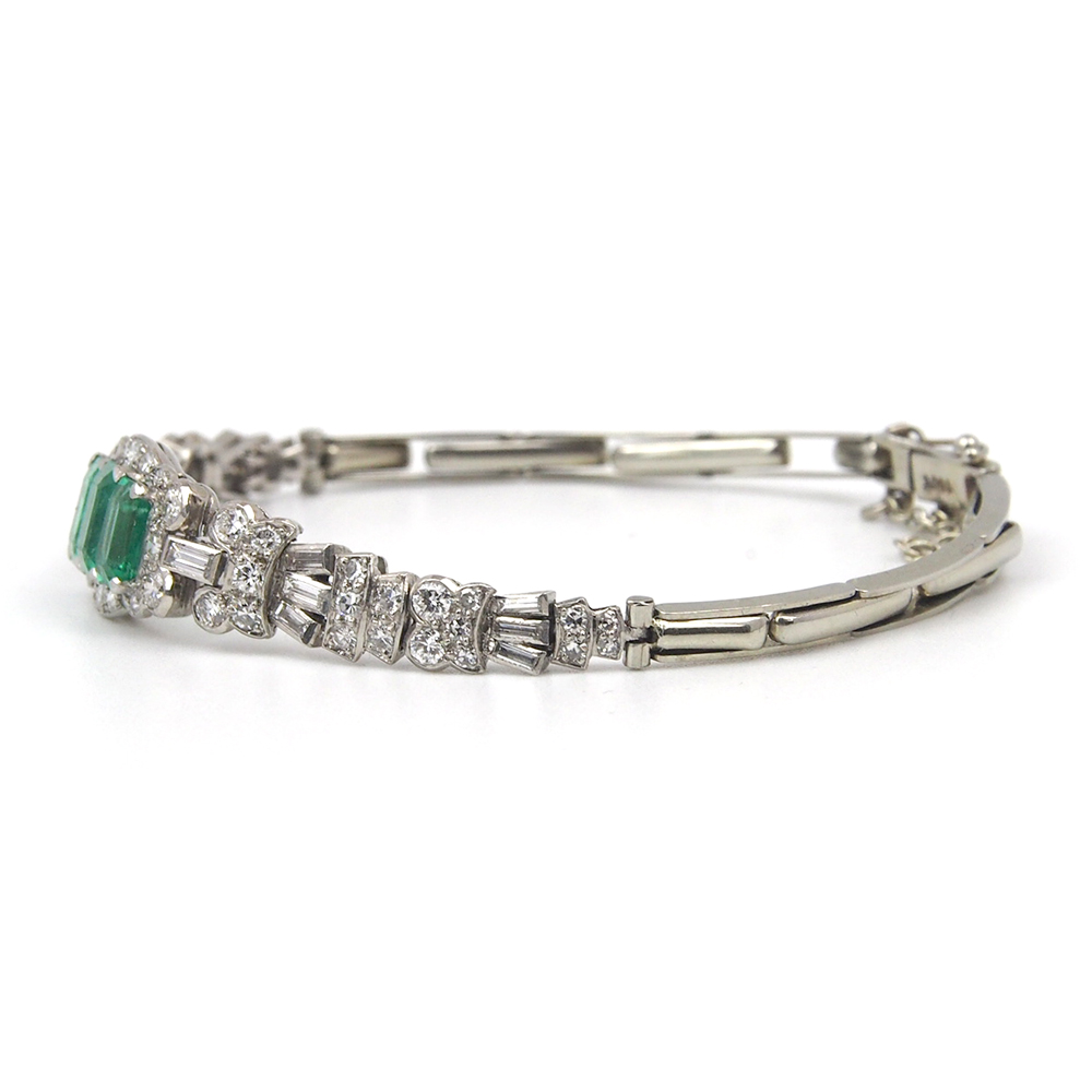 Emerald and Diamond Art Deco  Bracelet