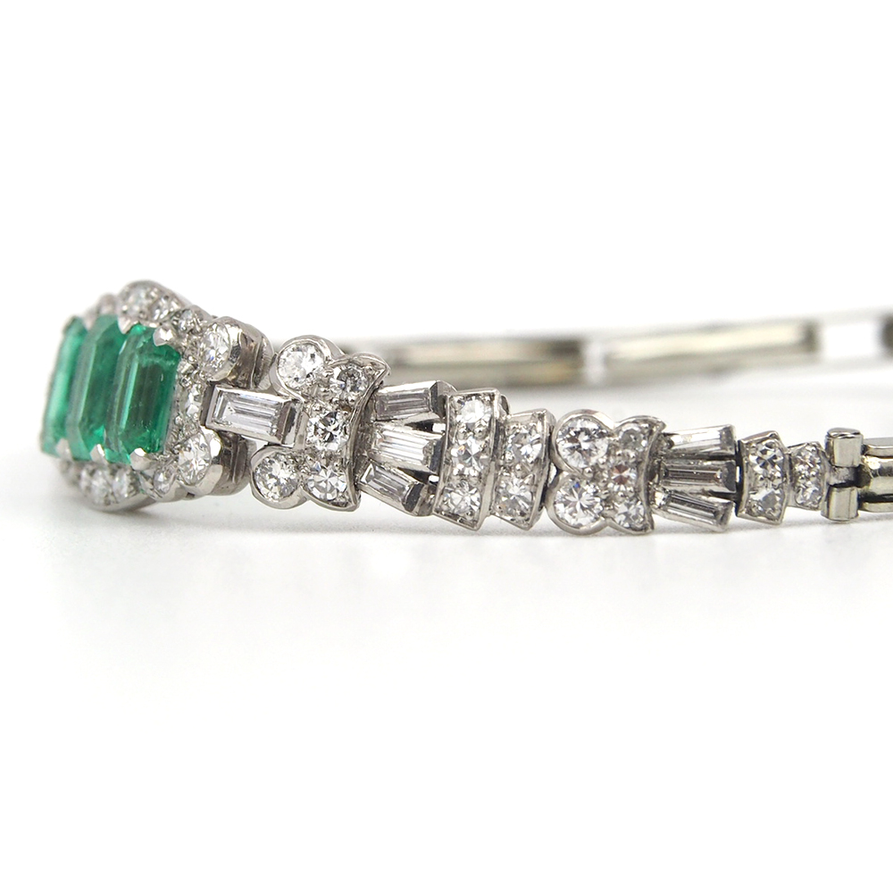 Emerald and Diamond Art Deco  Bracelet