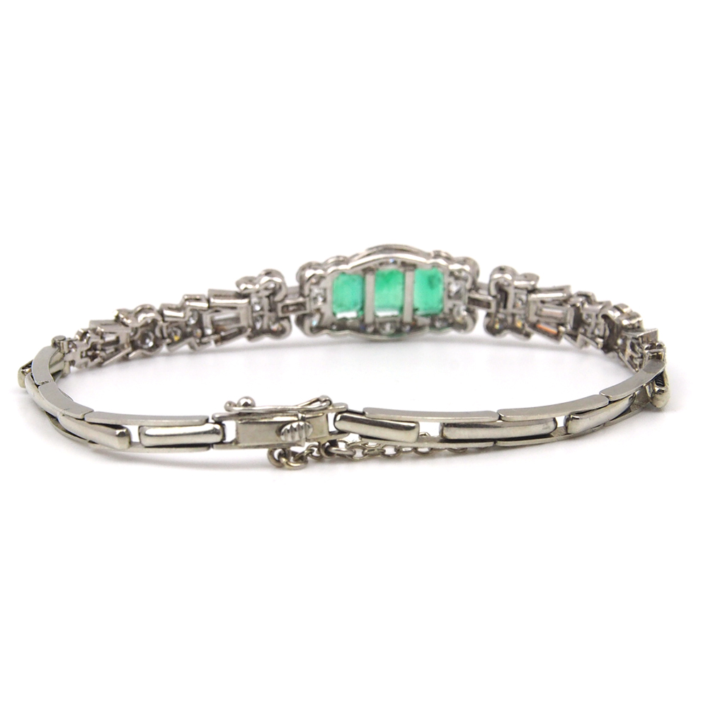 Emerald and Diamond Art Deco  Bracelet