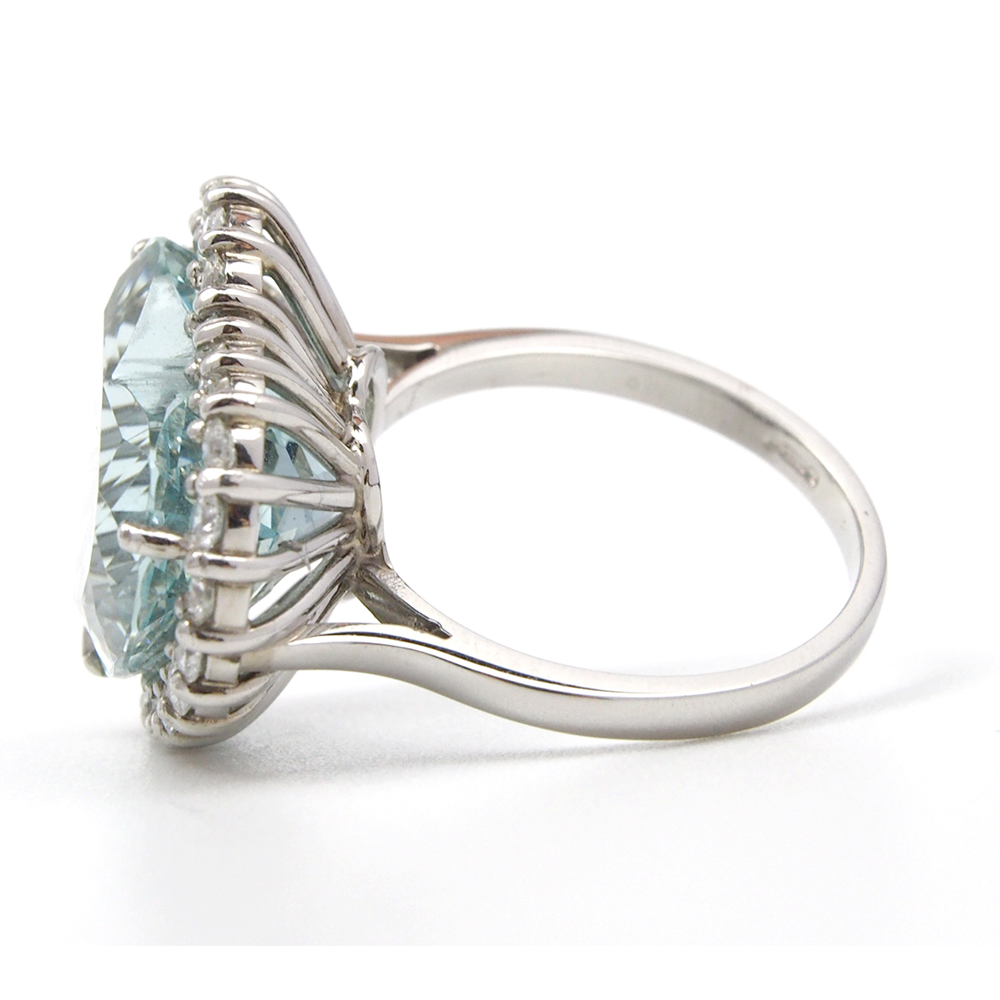 Aquamarine and Diamond Heart Ring 8.29ct - Made By by Albrow & Sons