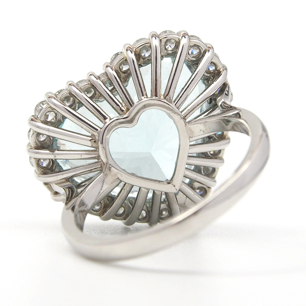 Aquamarine and Diamond Heart Ring 8.29ct - Made By by Albrow & Sons