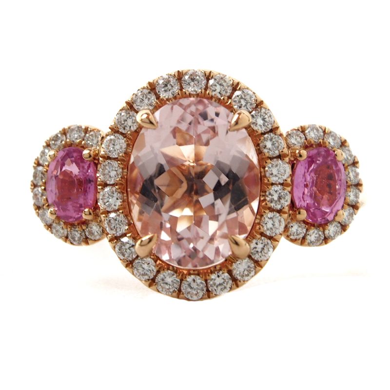 Morganite, Pink Sapphire & Diamond Ring