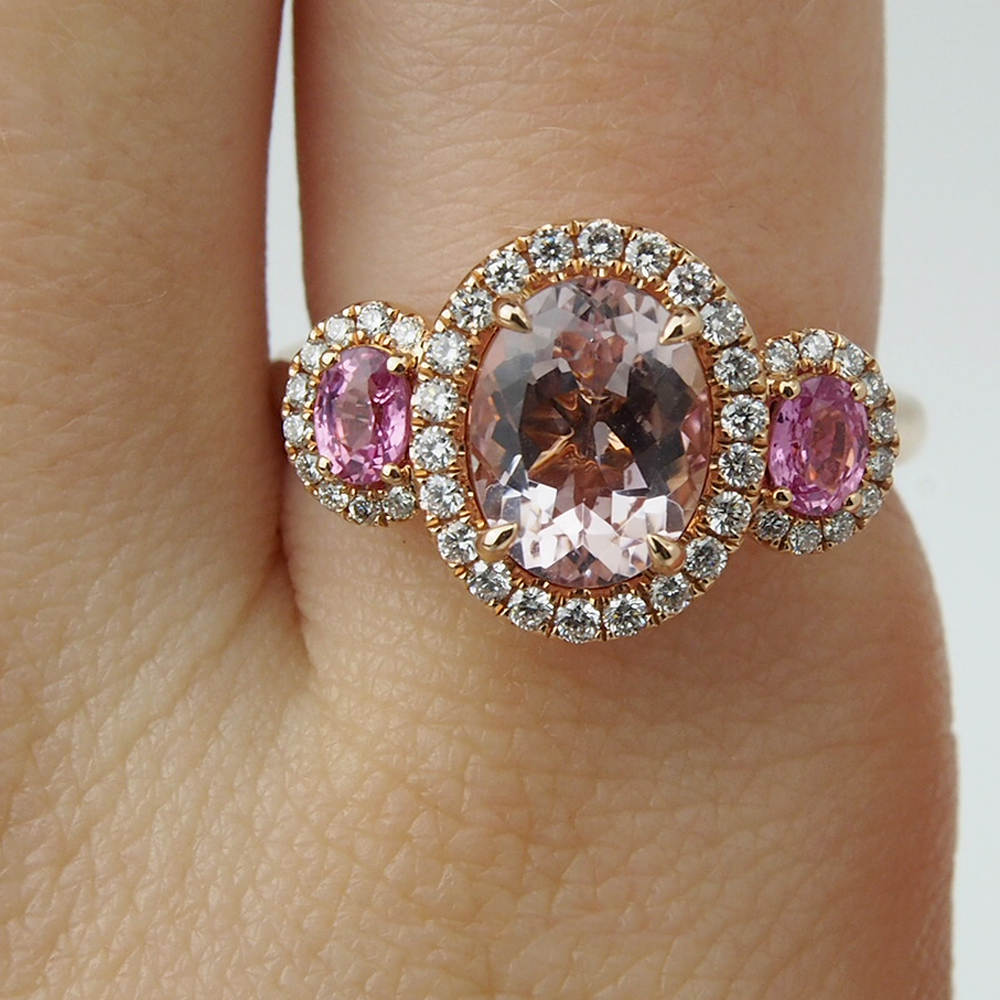 Morganite, Pink Sapphire & Diamond Ring
