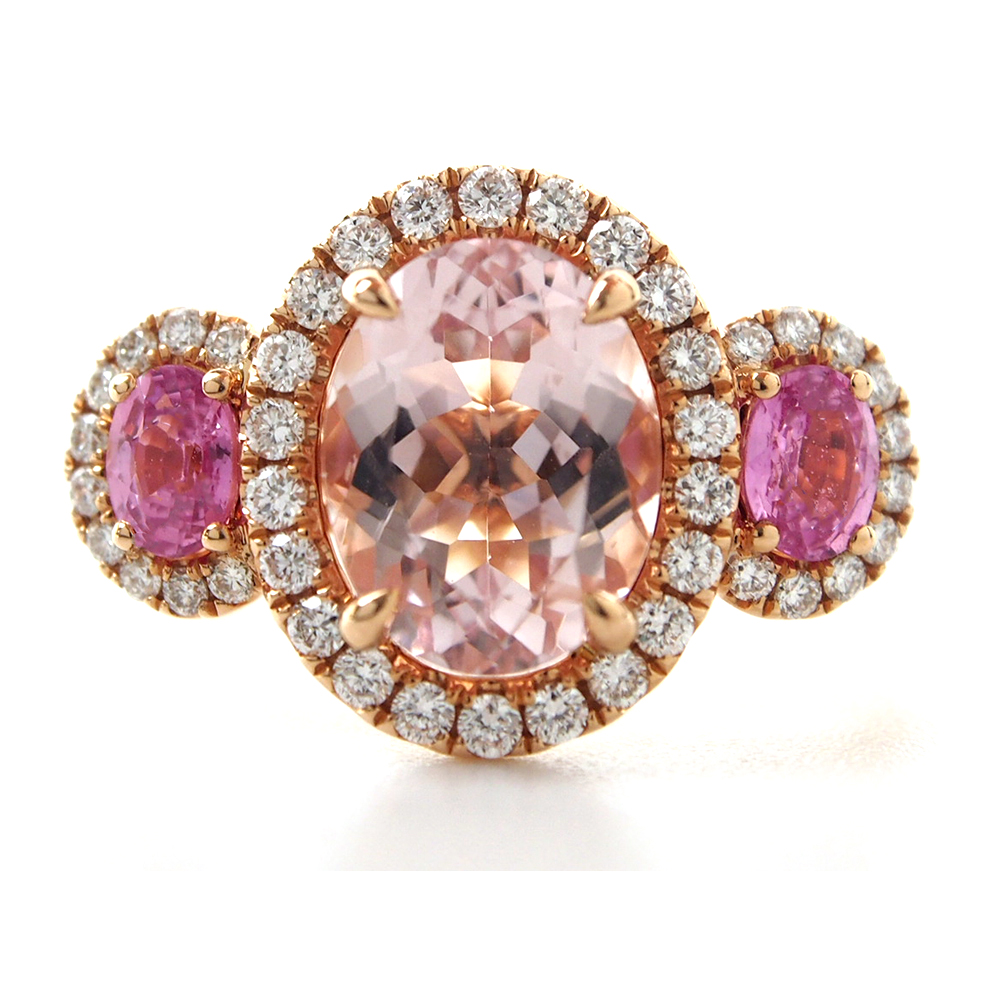 Morganite, Pink Sapphire & Diamond Ring