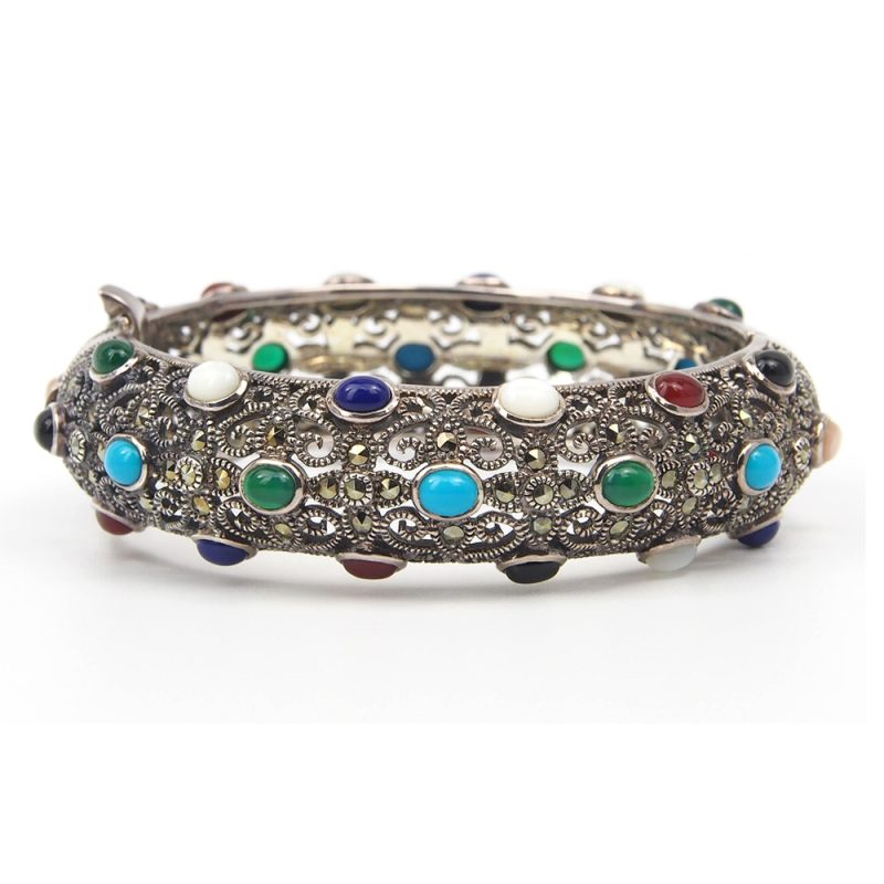 Silver & Marcasite Multistone Bangle