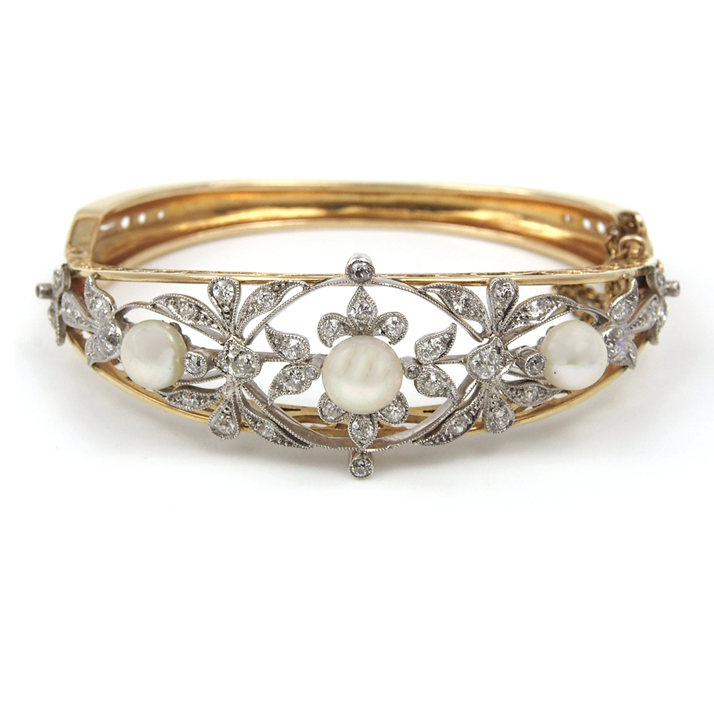 Pearl and Diamond Bangle