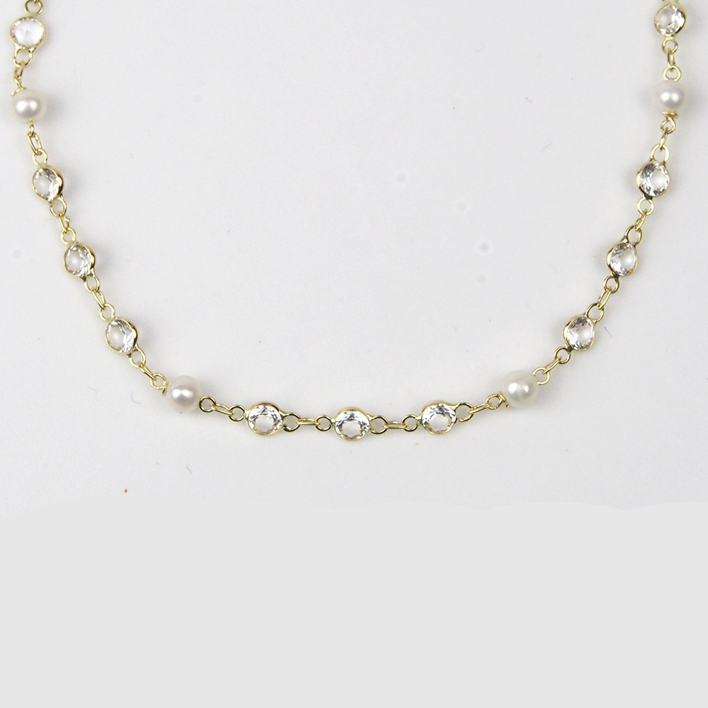 Topaz and Cultured Pearl Necklace