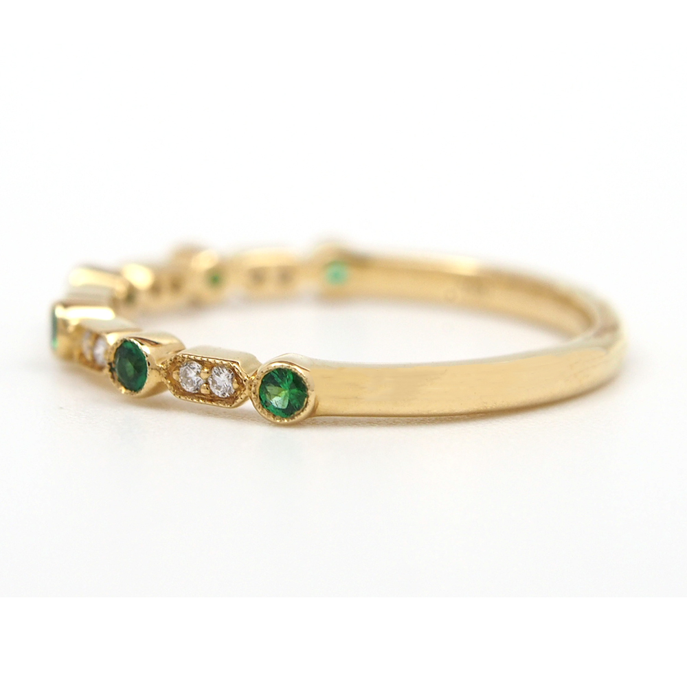 Emerald and Diamond Half Eternity Ring