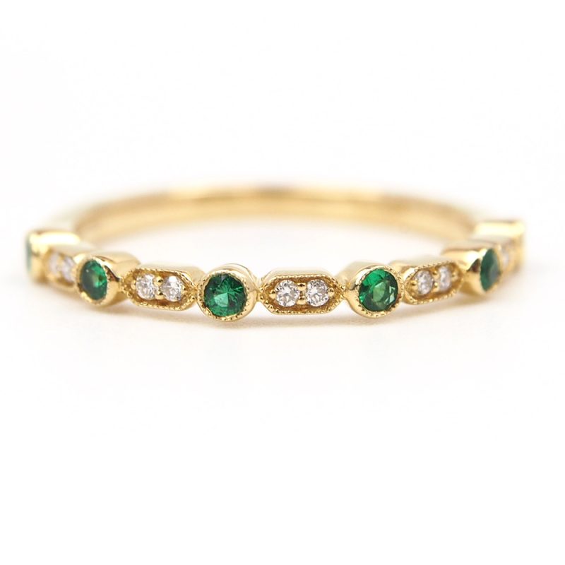 Emerald and Diamond Half Eternity Ring