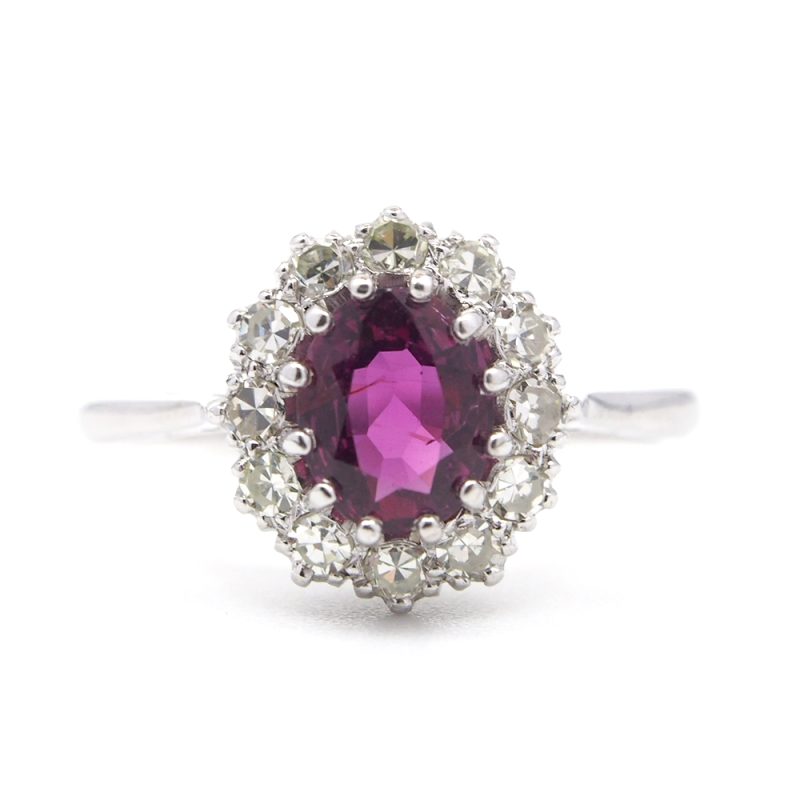 Ruby and Diamond Cluster Ring