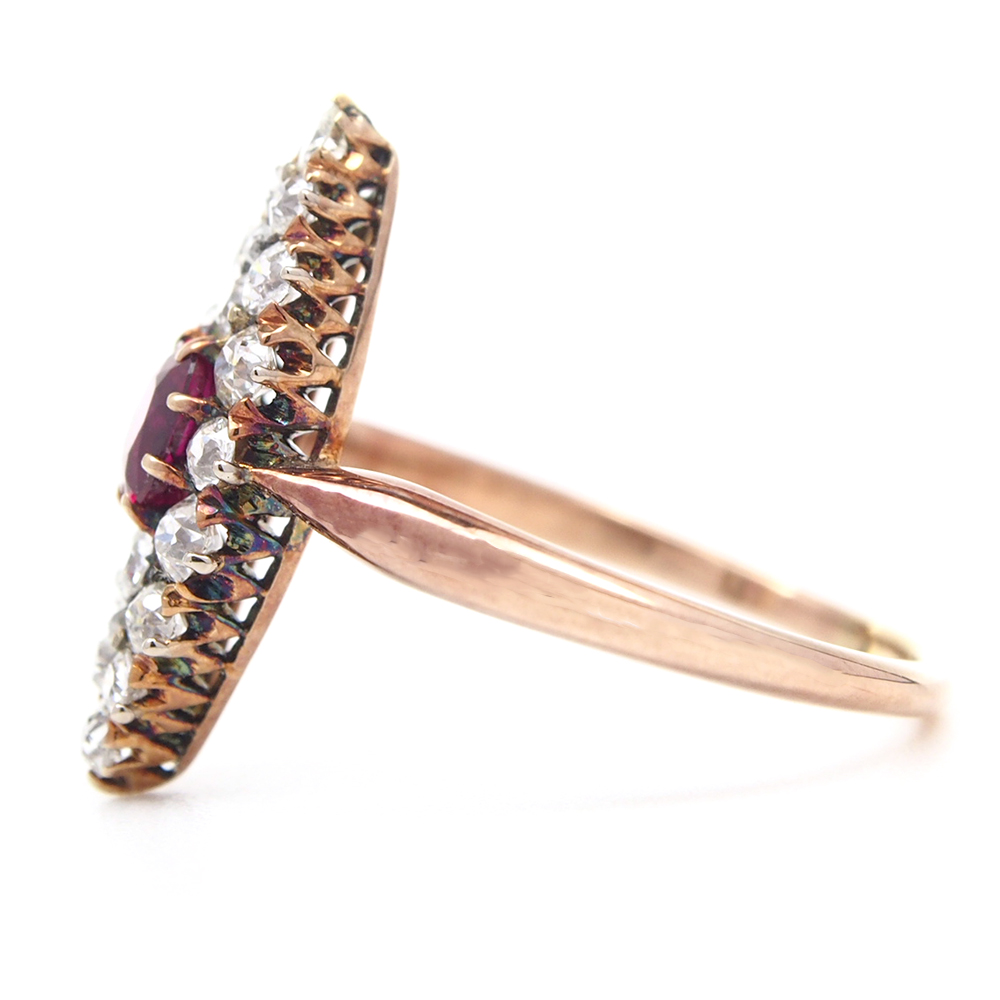 Ruby And Diamond Victorian Marquise Ring