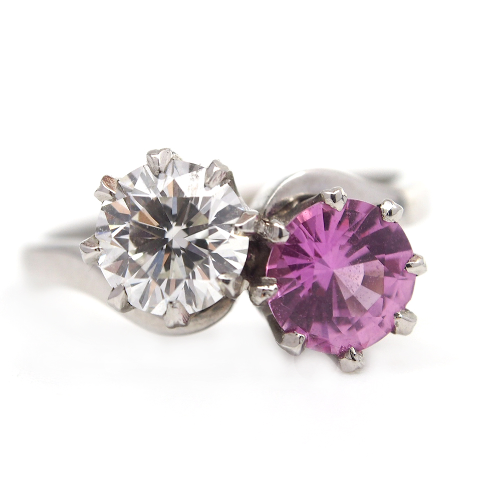 Diamond and Pink Sapphire Platinum Ring – Made By Albrow & Sons