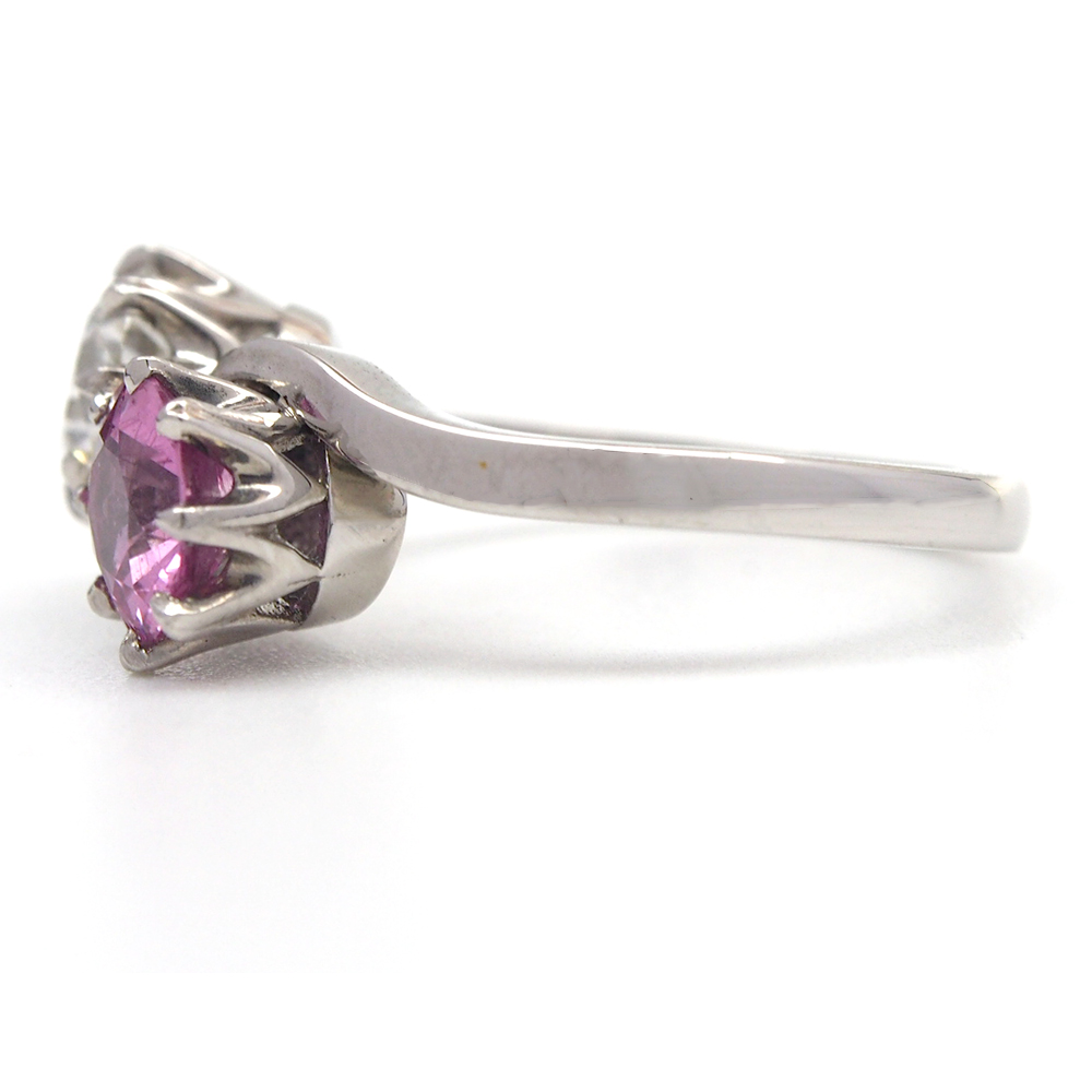 Diamond and Pink Sapphire Platinum Ring – Made By Albrow & Sons