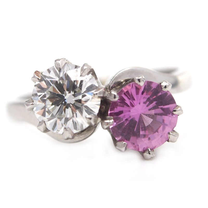Diamond and Pink Sapphire Platinum Ring – Made By Albrow & Sons