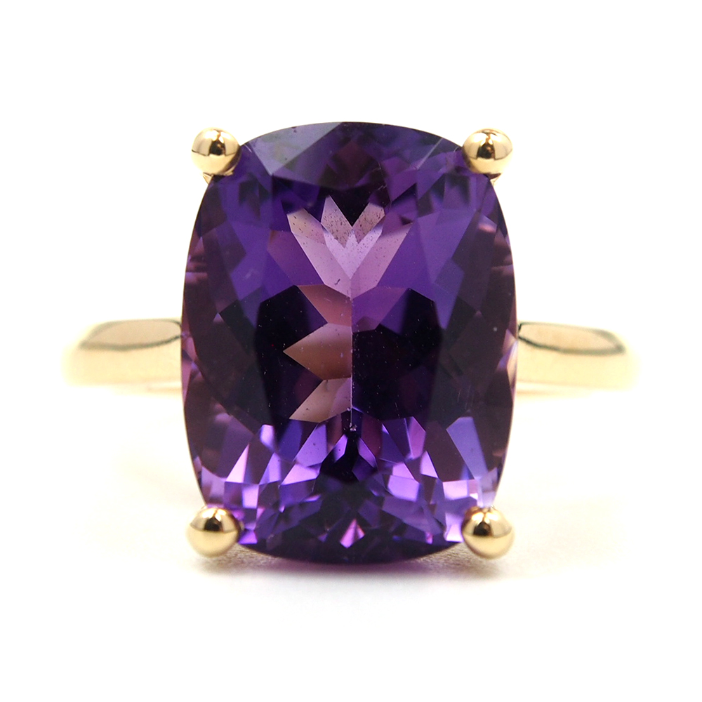 Amethyst Single Stone Ring - Natural Zambian 6.70ct Amethyst