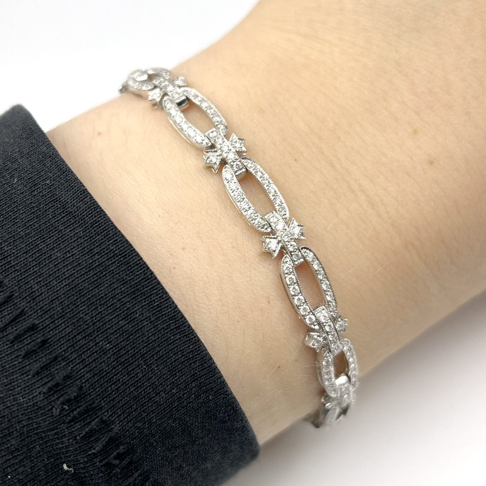 Diamond Bracelet 18ct White Gold Deco Style