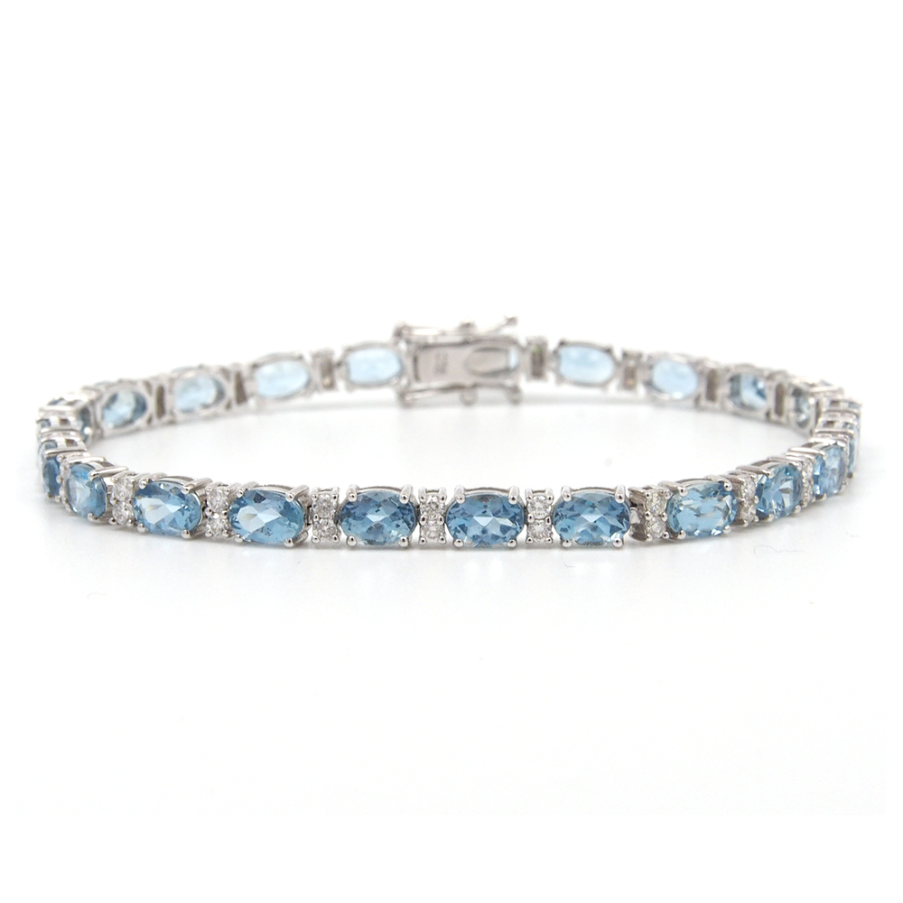 Aquamarine and Diamond Bracelet 18ct White Gold