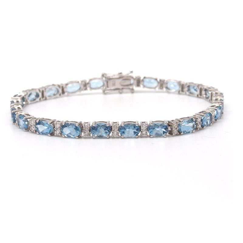 Aquamarine and Diamond Bracelet 18ct White Gold
