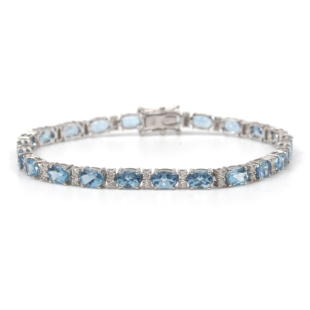 Aquamarine and Diamond Bracelet 18ct White Gold