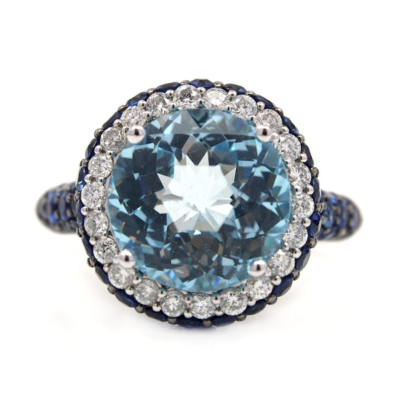 Topaz, Sapphire and Diamond Ring