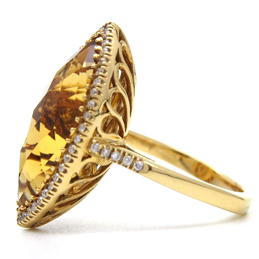 Citrine & Diamond Marquise Ring - 9.86ct