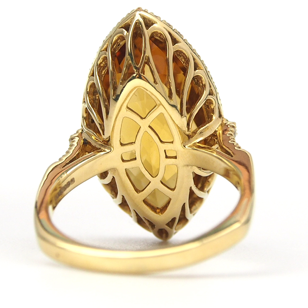 Citrine & Diamond Marquise Ring - 9.86ct