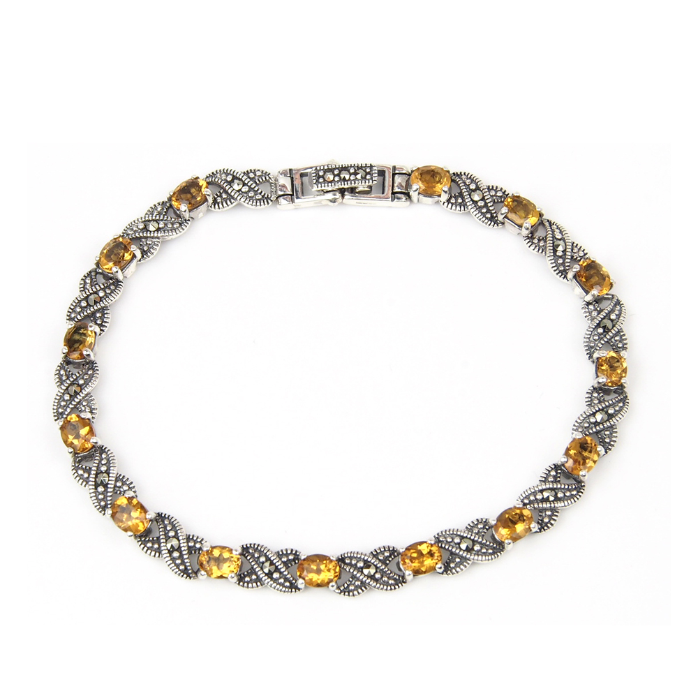 Citrine & Marcasite Silver Bracelet
