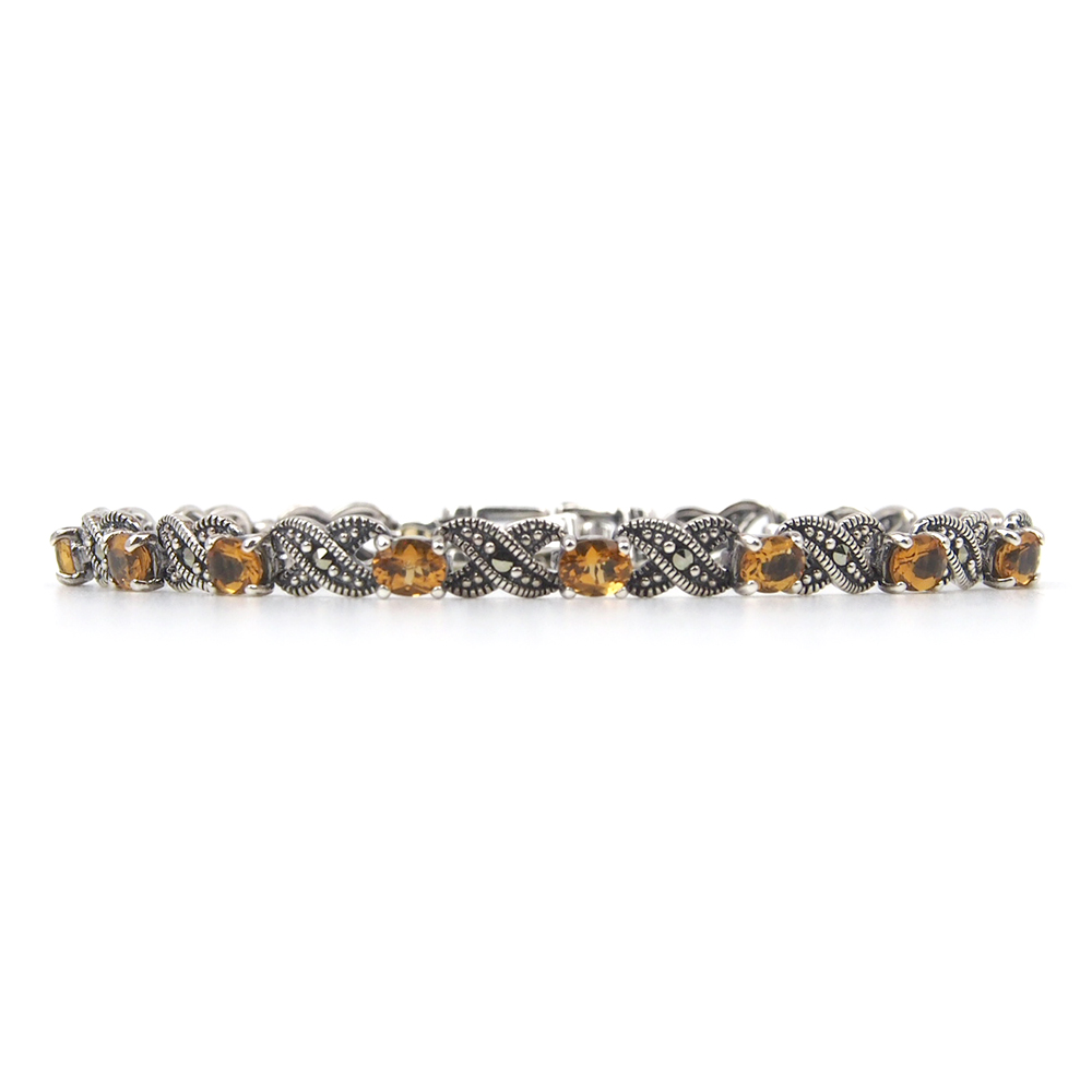 Citrine & Marcasite Silver Bracelet