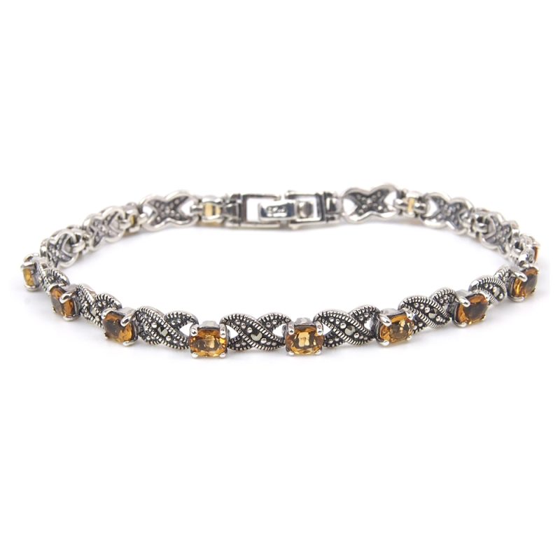 Citrine & Marcasite Silver Bracelet
