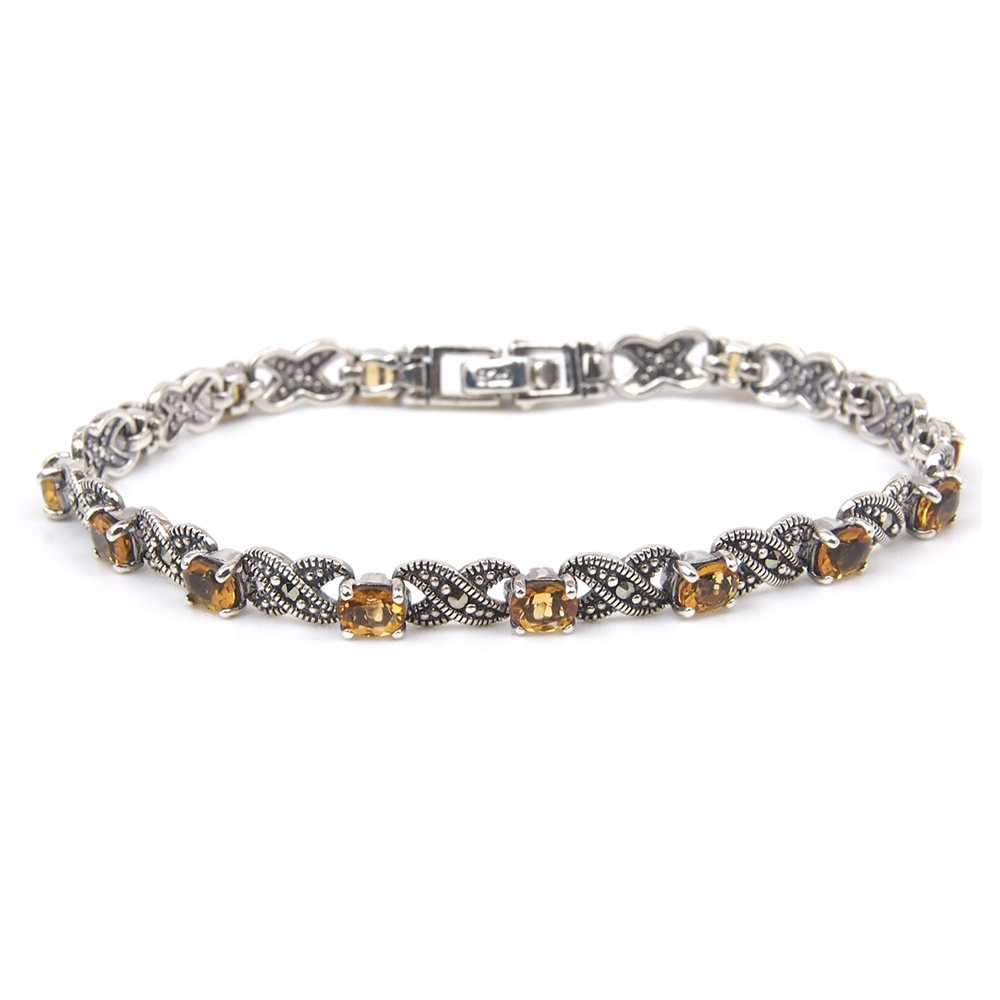 Citrine & Marcasite Silver Bracelet