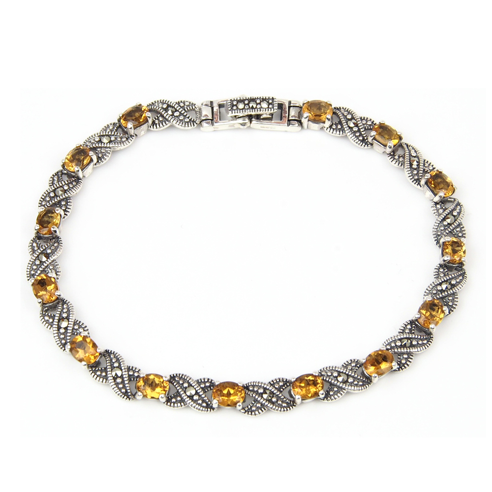 Citrine & Marcasite Silver Bracelet