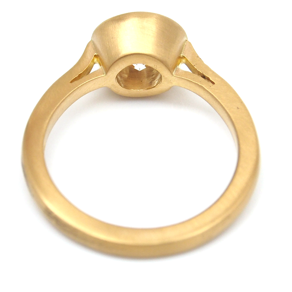 Diamond Solitaire Ring - Certified 1.51ct - Matt Finish 22ct Gold