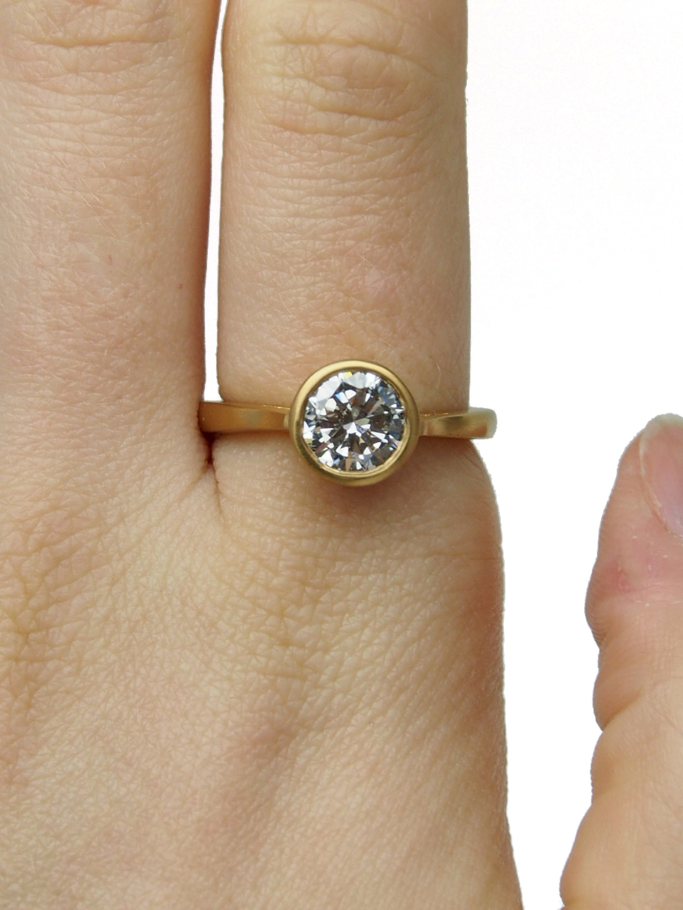 Diamond Solitaire Ring - Certified 1.51ct - Matt Finish 22ct Gold