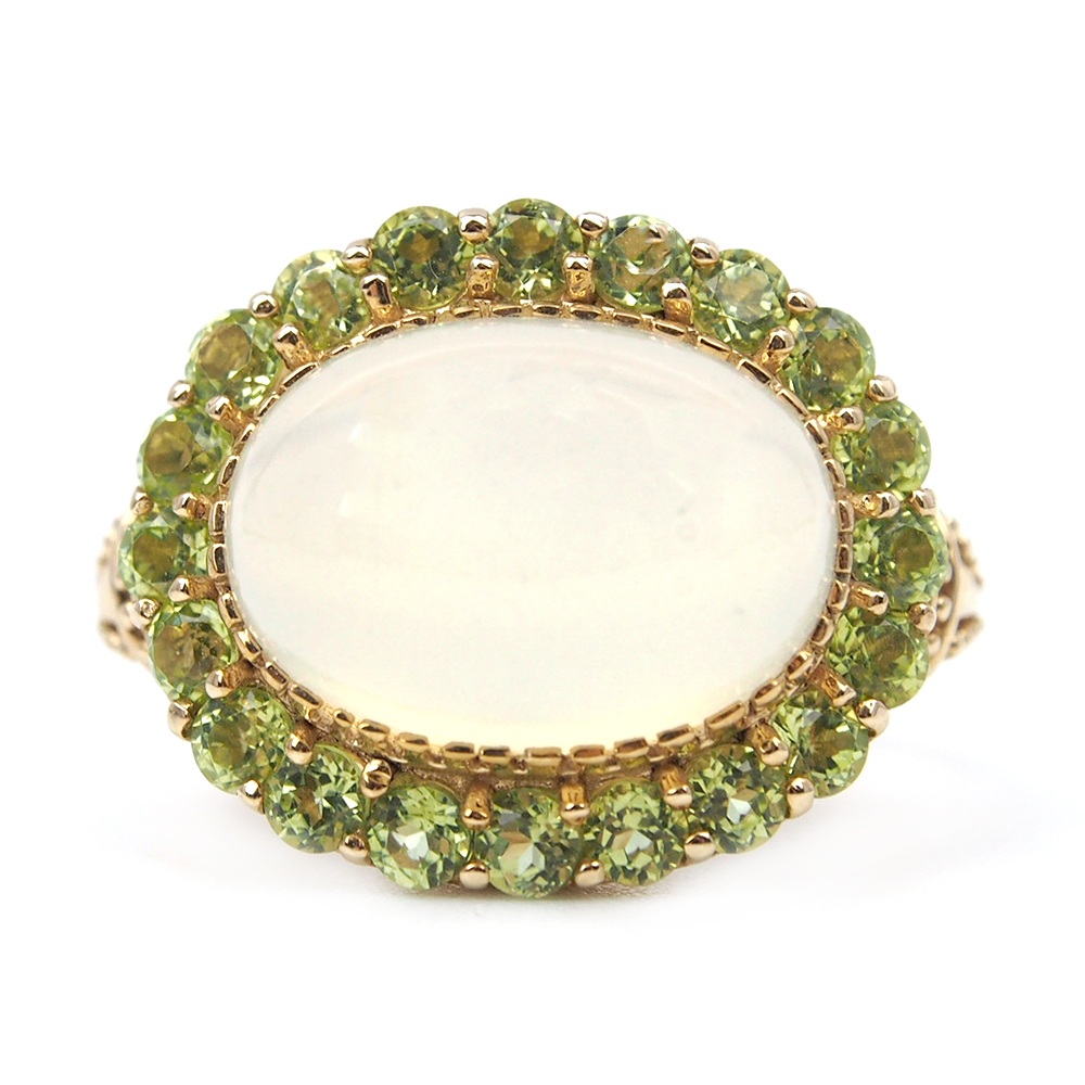 Moonstone and Peridot Ring