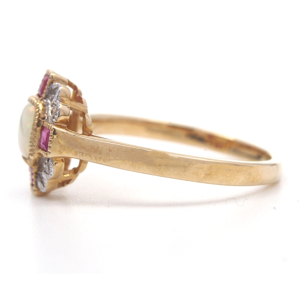 Opal Diamond and Ruby Ring