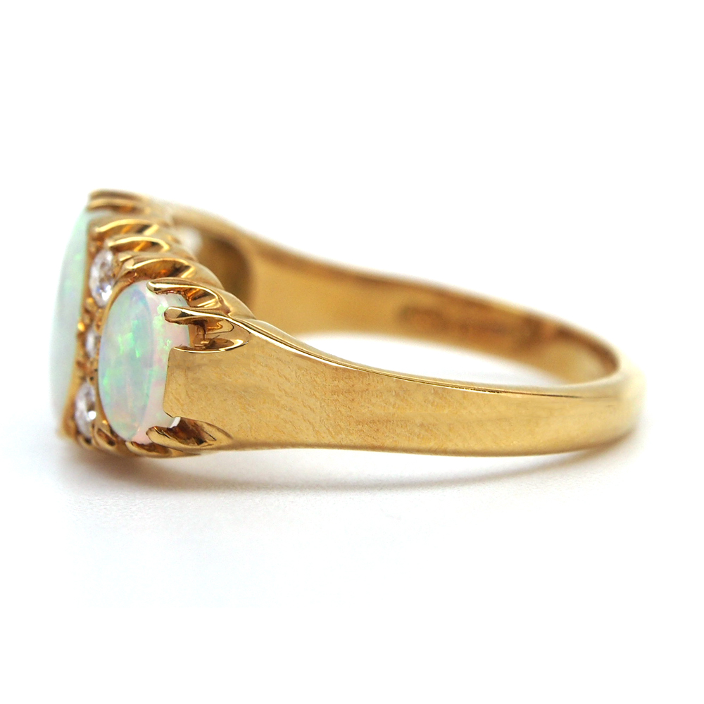 Opal and Diamond Nine Stone Ring