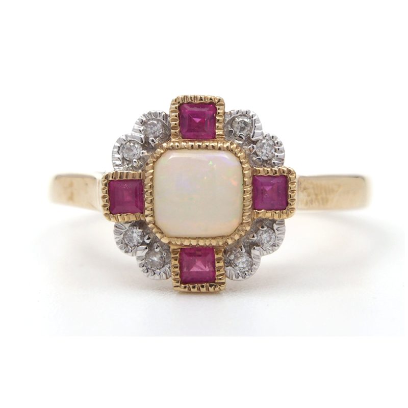 Opal Diamond and Ruby Ring