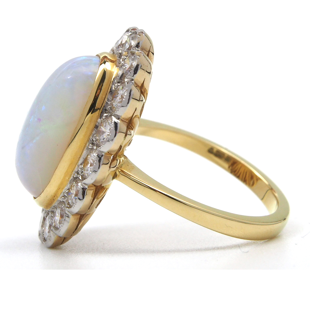 Opal and Diamond Ring - Handmade - 6.53ct