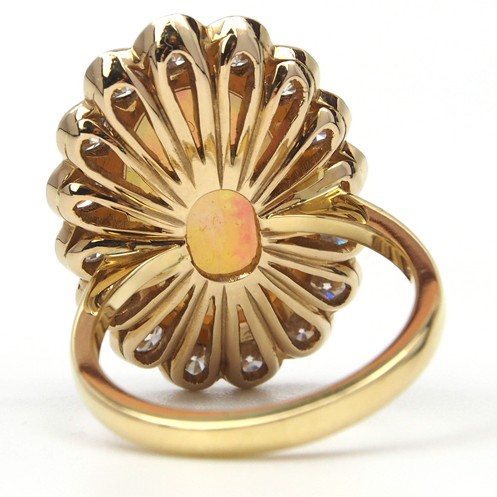 Opal and Diamond Ring - Handmade - 6.53ct