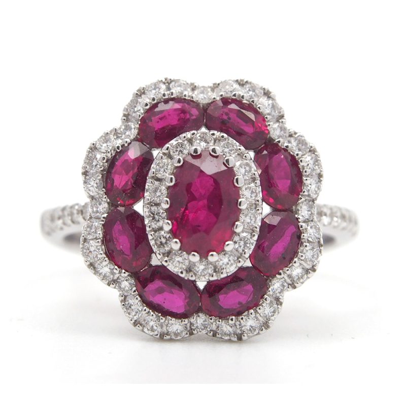 Ruby and Diamond Ring 18ct White Gold
