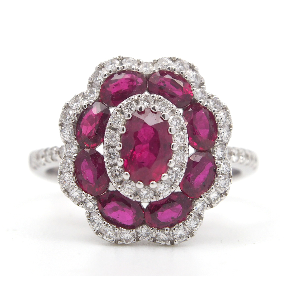 Ruby and Diamond Ring 18ct White Gold
