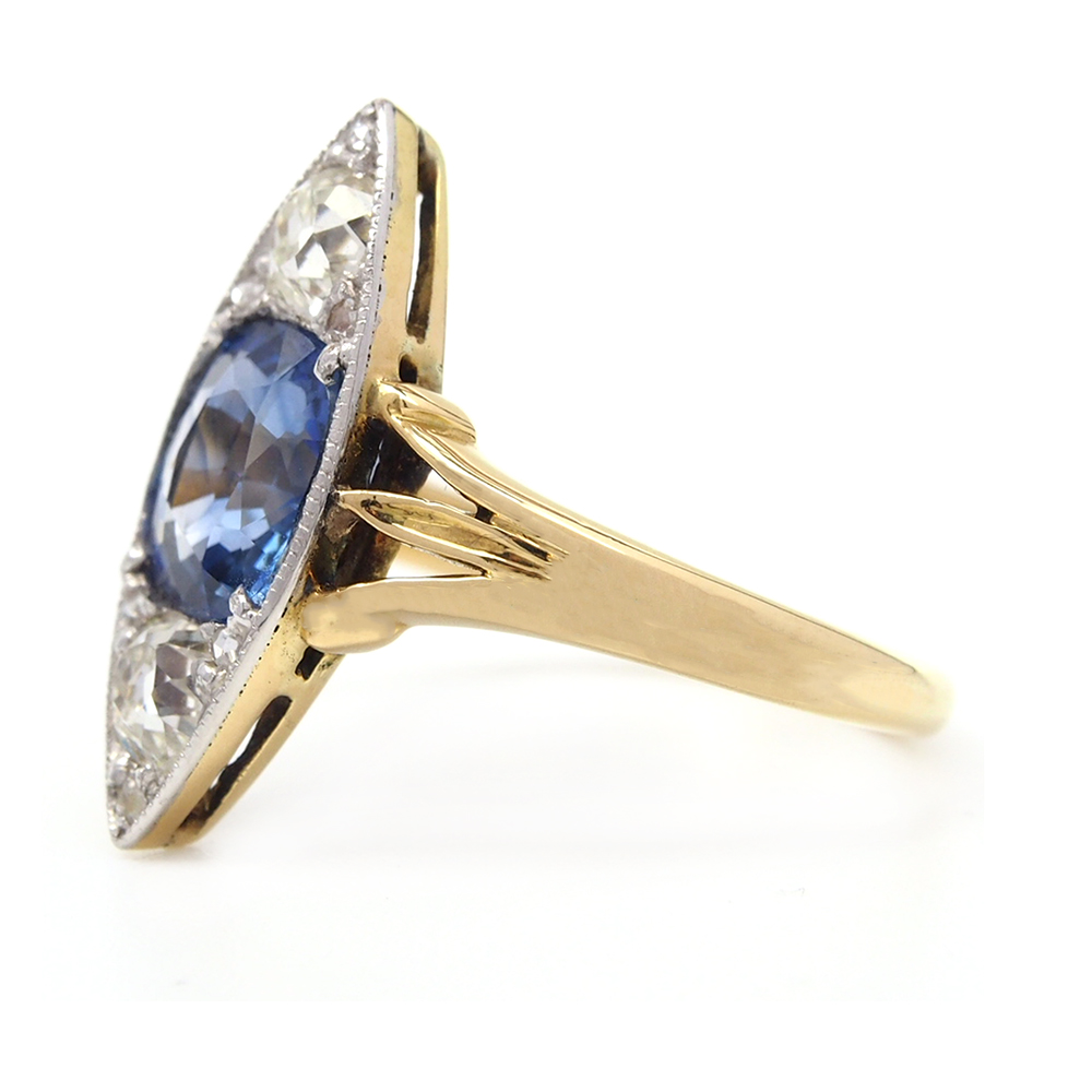 Sapphire and Diamond Marquise Ring - Victorian