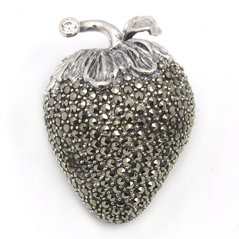 Marcasite Strawberry Brooch