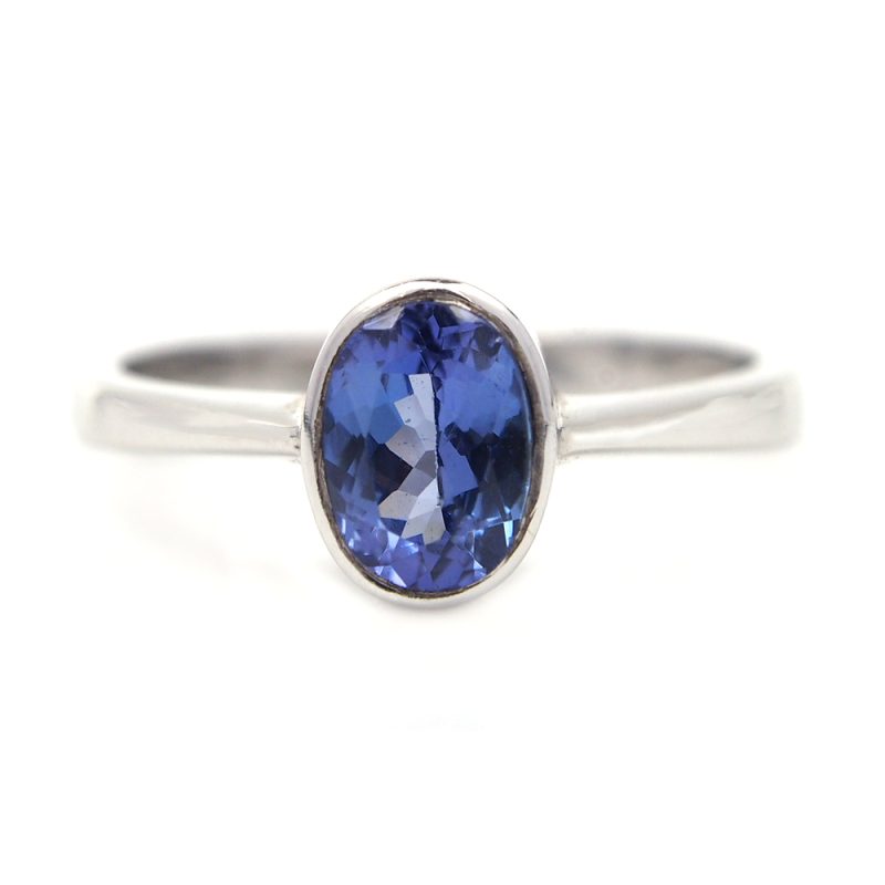 Tanzanite Single Stone Ring - Rub Over Setting