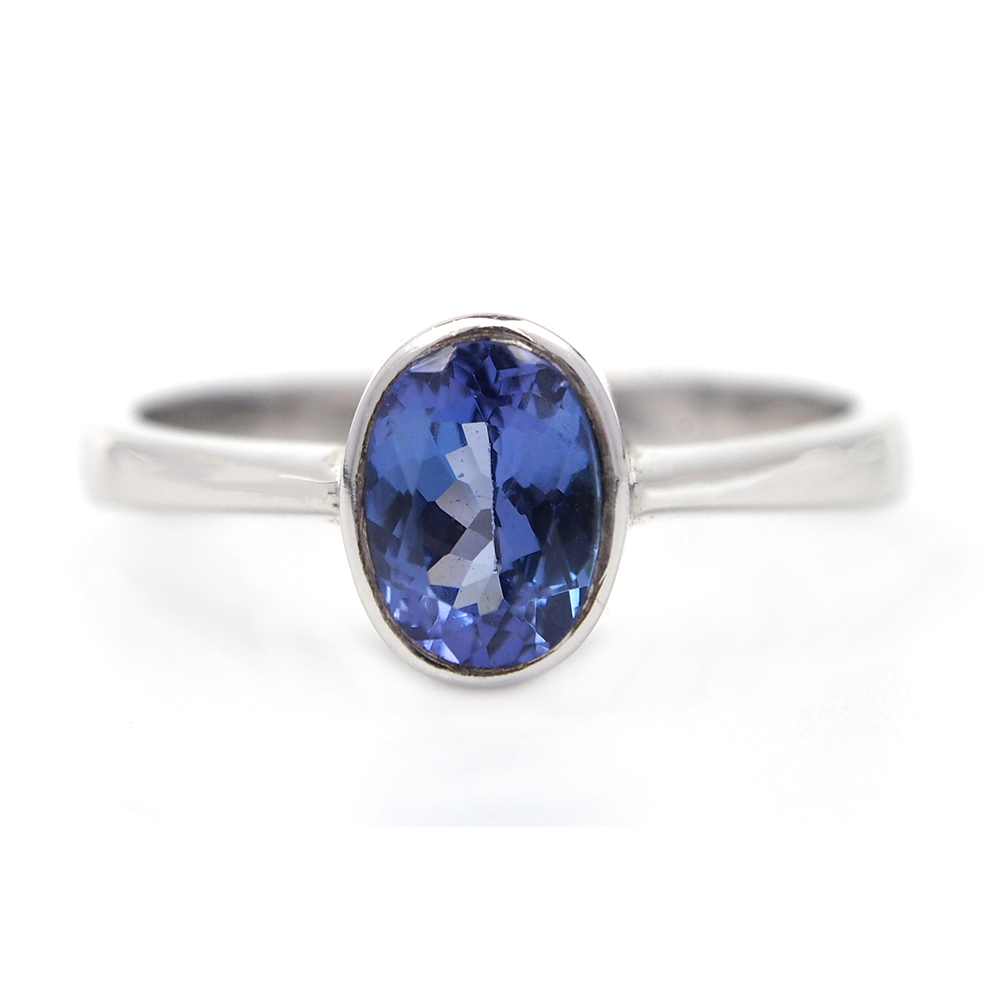 Tanzanite Single Stone Ring - Rub Over Setting