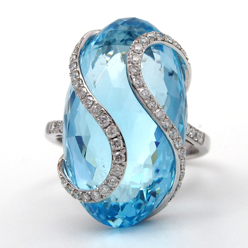 Topaz and Diamond Ring - 18ct White Gold