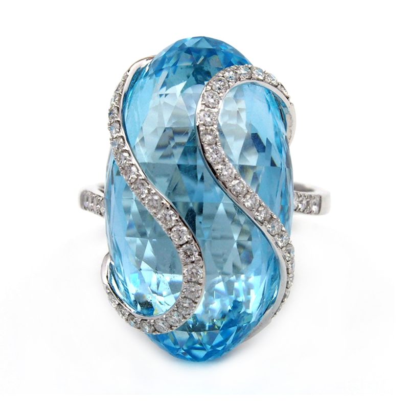 Topaz and Diamond Ring - 18ct White Gold