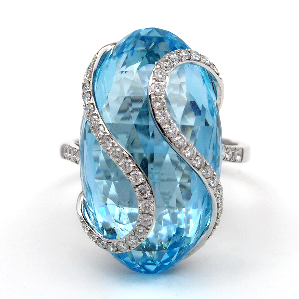 Topaz and Diamond Ring - 18ct White Gold