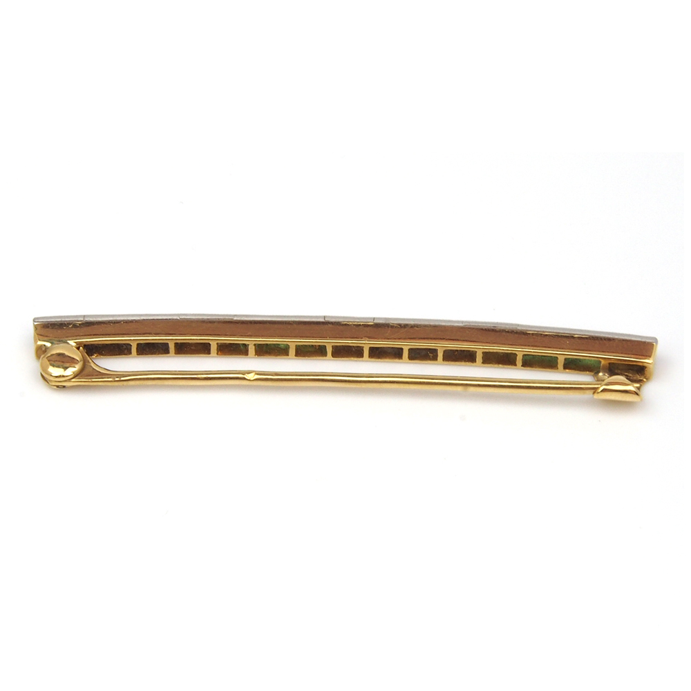 Diamond, Emerald and Sapphire Art Deco Brooch
