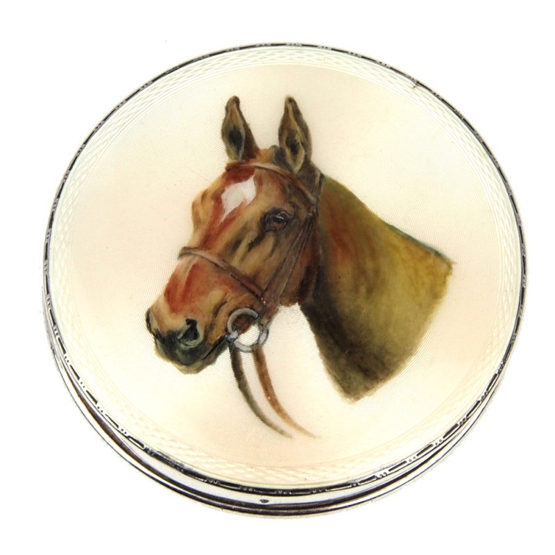 Silver Enamel Horse Compact